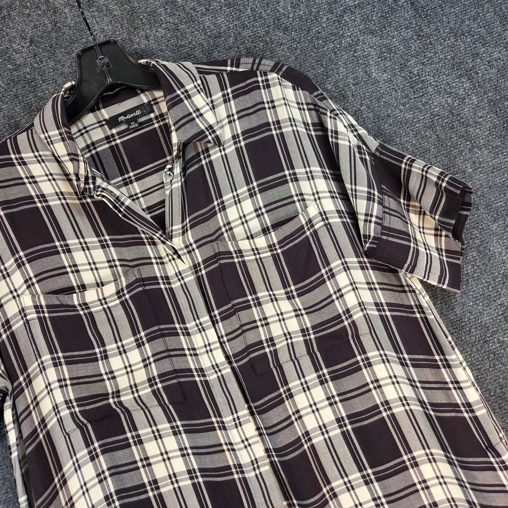 Madewell Plaid Shirt Dress Women's XS Relaxed Fit Casual Summer Mini Pockets - Picture 7 of 13